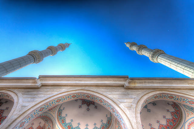 Minarette Kuelliye Moschee Manavgat HDR